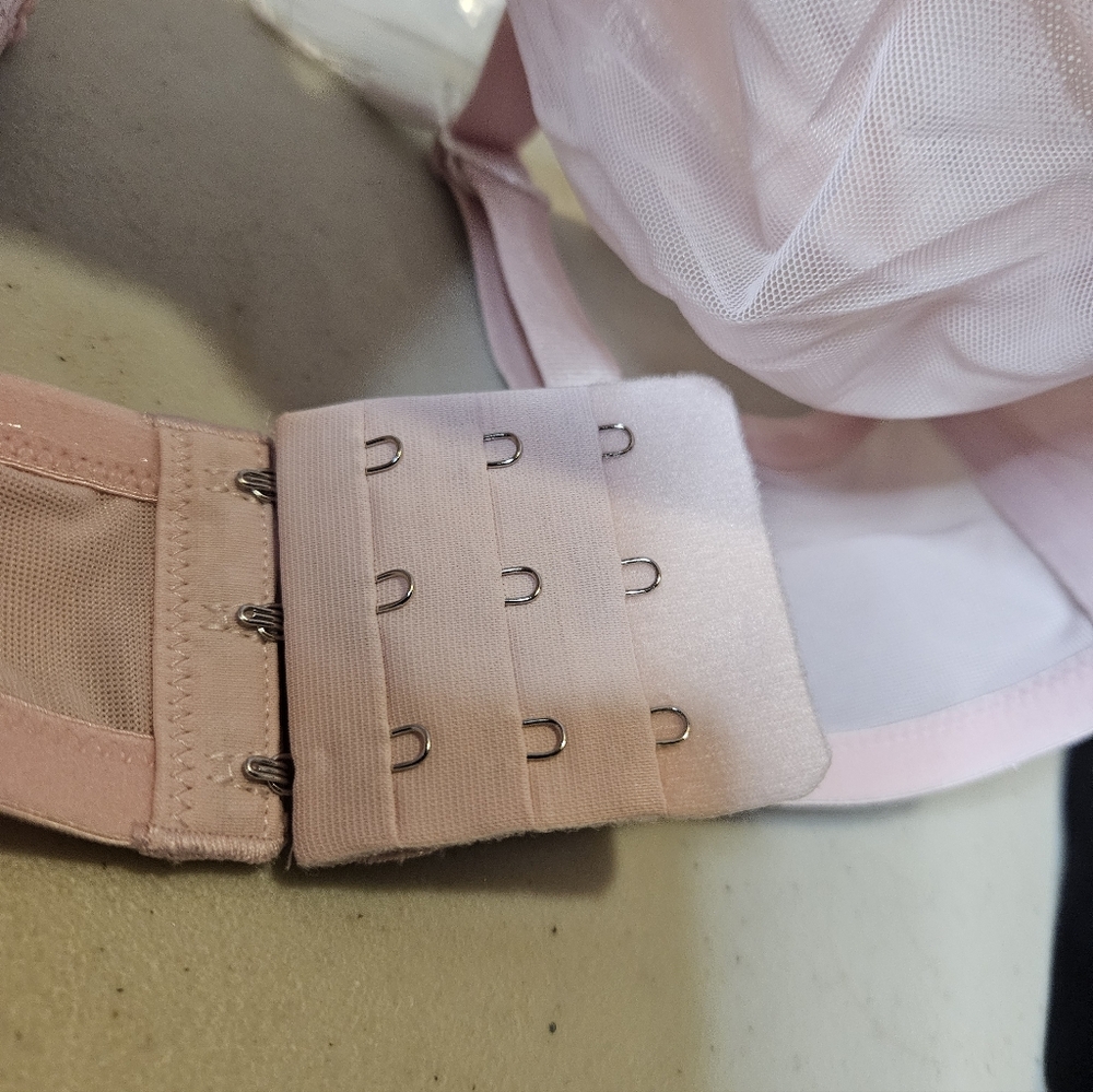 HSIA Bella Sheer Mesh Unlined Underwire Strapless Balconette Bra Pearl Pink 34D - Picture 5 of 10
